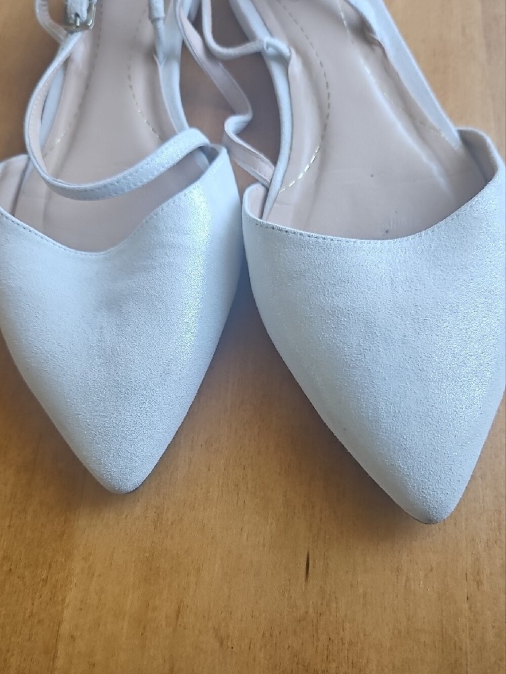 LK Bennett White Pointed Slingback Flats with Strappy Ankle - Picture 4 of 15